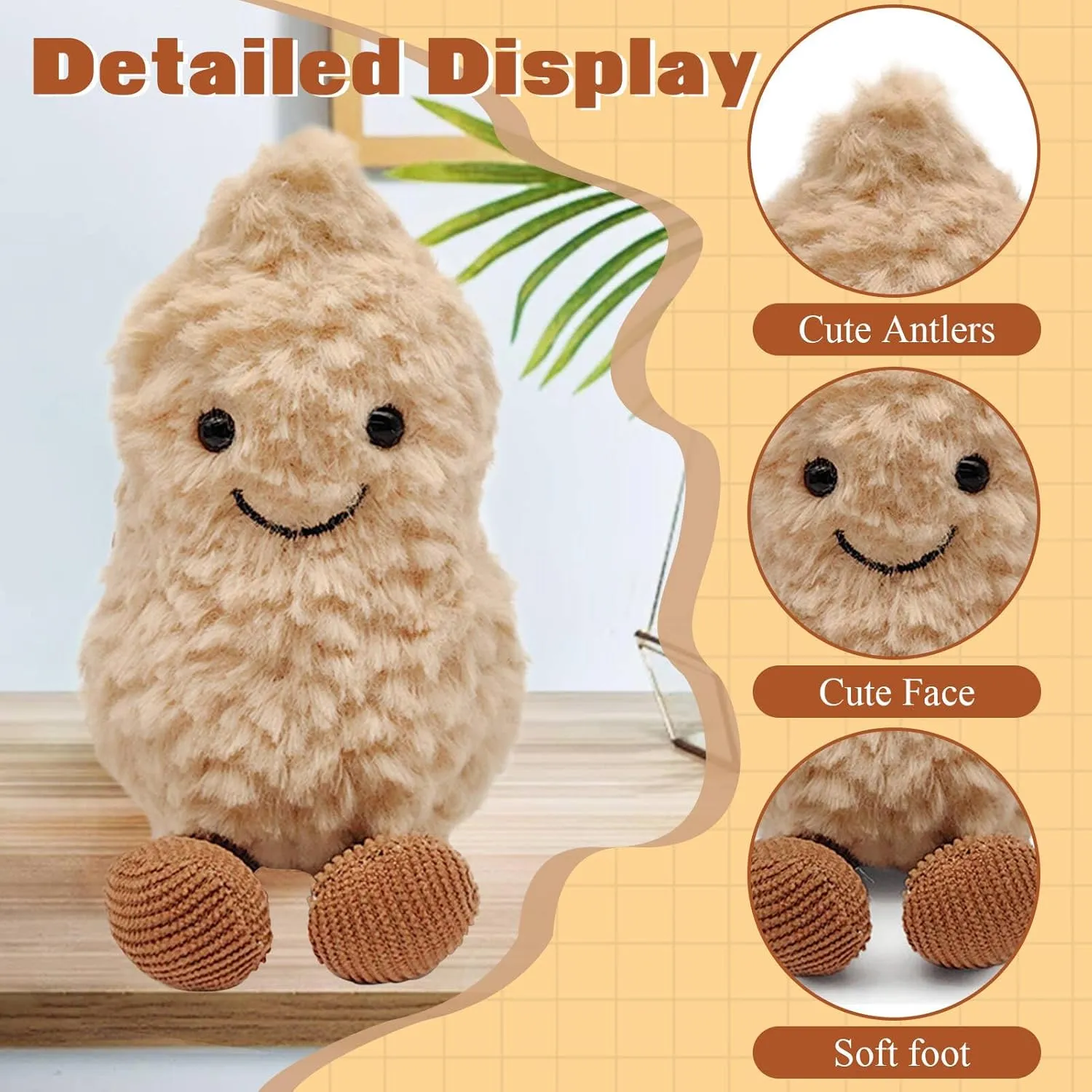 Peanut Plush Figure Toys Cute Stuffed Toys Amuseable Peanut Soft Plushies Huggable Design & Fun Gift Idea