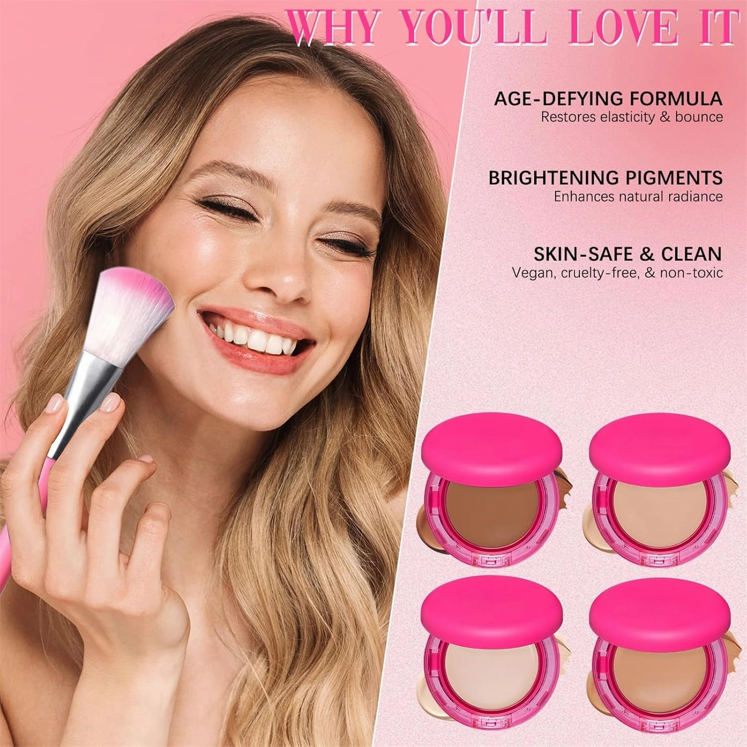 Peptide Bounce Balm Foundation, Hydrating, Age-Defying, Medium Buildable Coverage, Smooths Texture, for Mature Skin (1PC #1)
