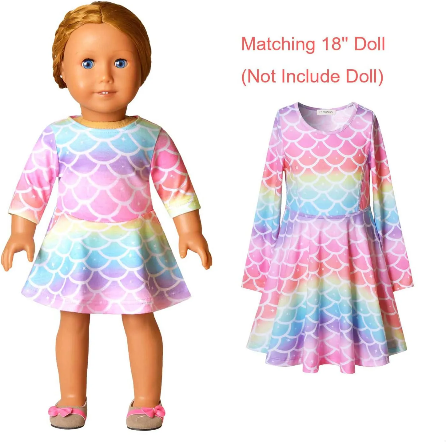 Perfashion Matching Girls&Dolls Sleeveless/Long Sleeve A-Line Dresses Unicorn Festival Skirts