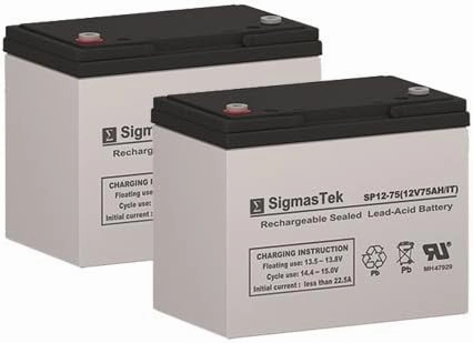 Permobil C400 Aeron Replacement Battery Set of 2-12 Volt 75AH IT terminal By SigmasTek