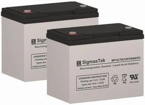Permobil C500 Aeron Replacement Battery Set of 2-12 Volt 75AH IT Terminal by SigmasTek