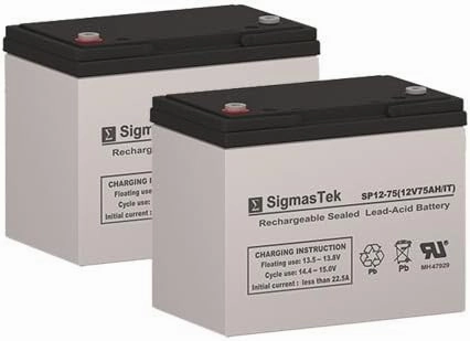 Permobil C500 Aeron Replacement Battery Set of 2-12 Volt 75AH IT Terminal by SigmasTek