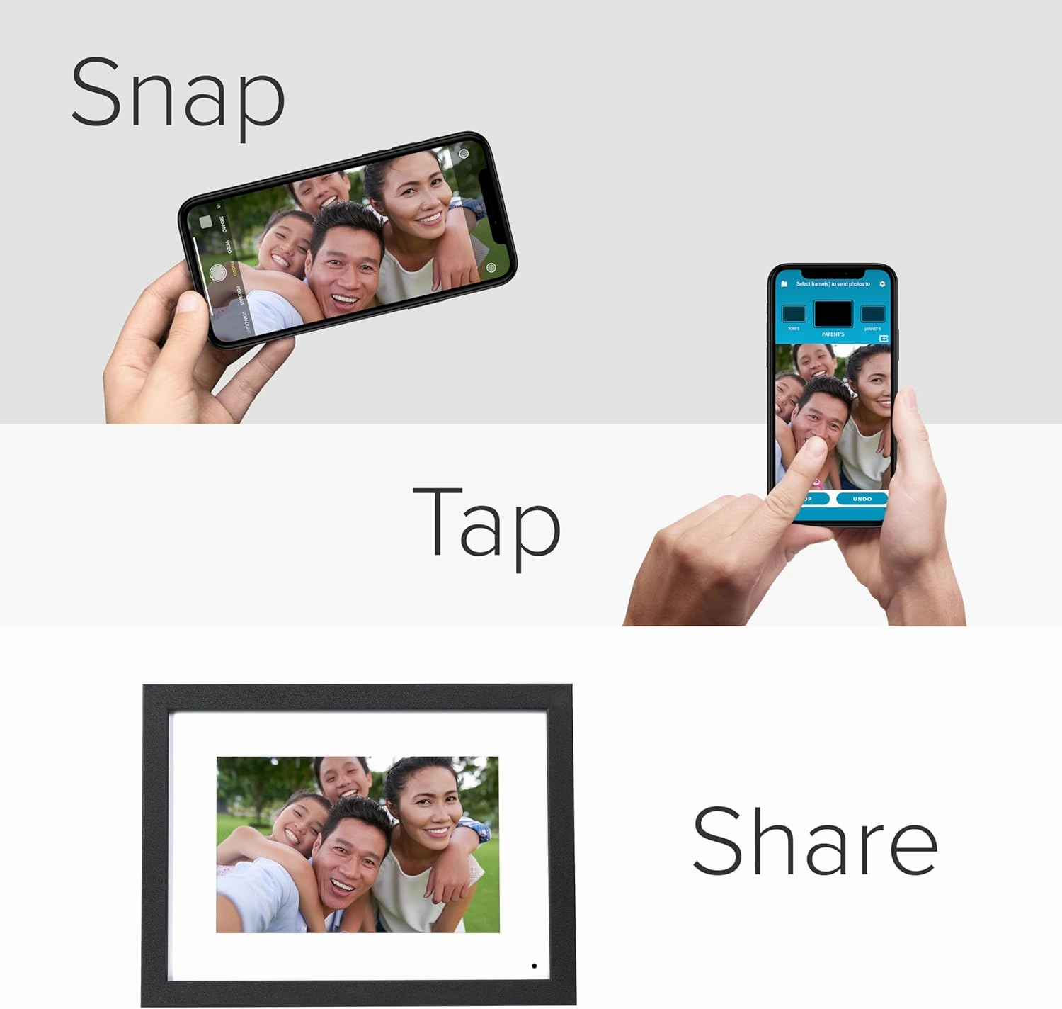 PhotoShare Gallery 10.1” WiFi Digital Photo Frame | Send Photo or Video from Phone to Digital Picture Frame with Free PhotoShare Frame App | End-to-End Encryption | Midnight Black