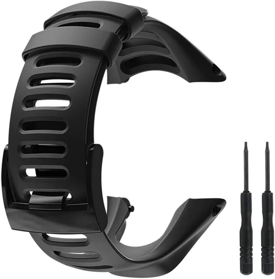 Picowe Watch Band Strap, All Black Replacement Strap Compatible with Suunto Ambit 1/2/2S/2R/3 Sport/3 Run/3 Peak (Without Screws)