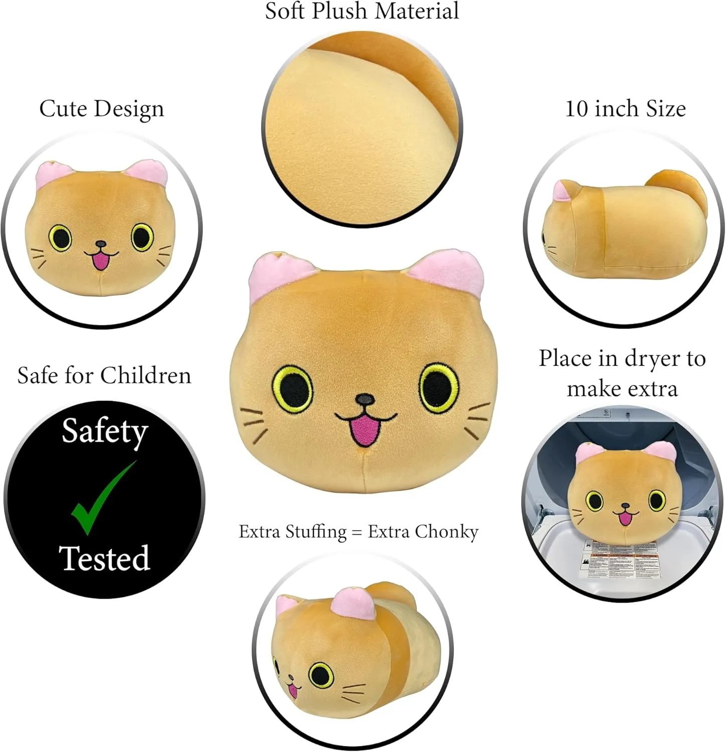 Pineapple Orange Cat Plush Toy, Soft Cat Pillow Squishy Plushies, Cute Stuffed Animal, Stuffed Cat Plushie, Orange Tabby Stuffy Kawaii Plush Toys for Girls, Boys, Kids (10 Inch)