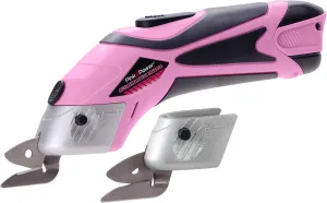 Pink Power Cordless Electric Scissors Fabric Cutter for Crafts, Box, Sewing, Carpet, & Scrapbooking - Heavy Duty Professional Rotary Shears Cutting Tool - Automatic Cardboard Cutter Fabric Scissor