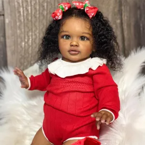 Pinky Lovely Reborn Baby Dolls Black Girl 26inch 66cm Soft Silicone Vinyl Lifelike Toddler Doll Real Look African AmericanNewborn Baby Dolls Kids Toy for Ages 3 