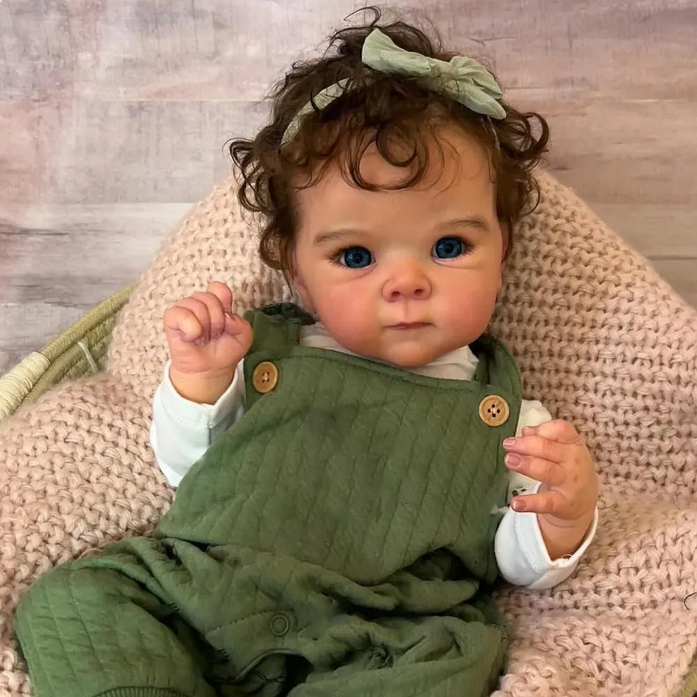 Pinky Reborn Baby Dolls 18 Inch Realistic Soft Vinyl Newborn Dolls Rooted Hair Toy for Ages 3 