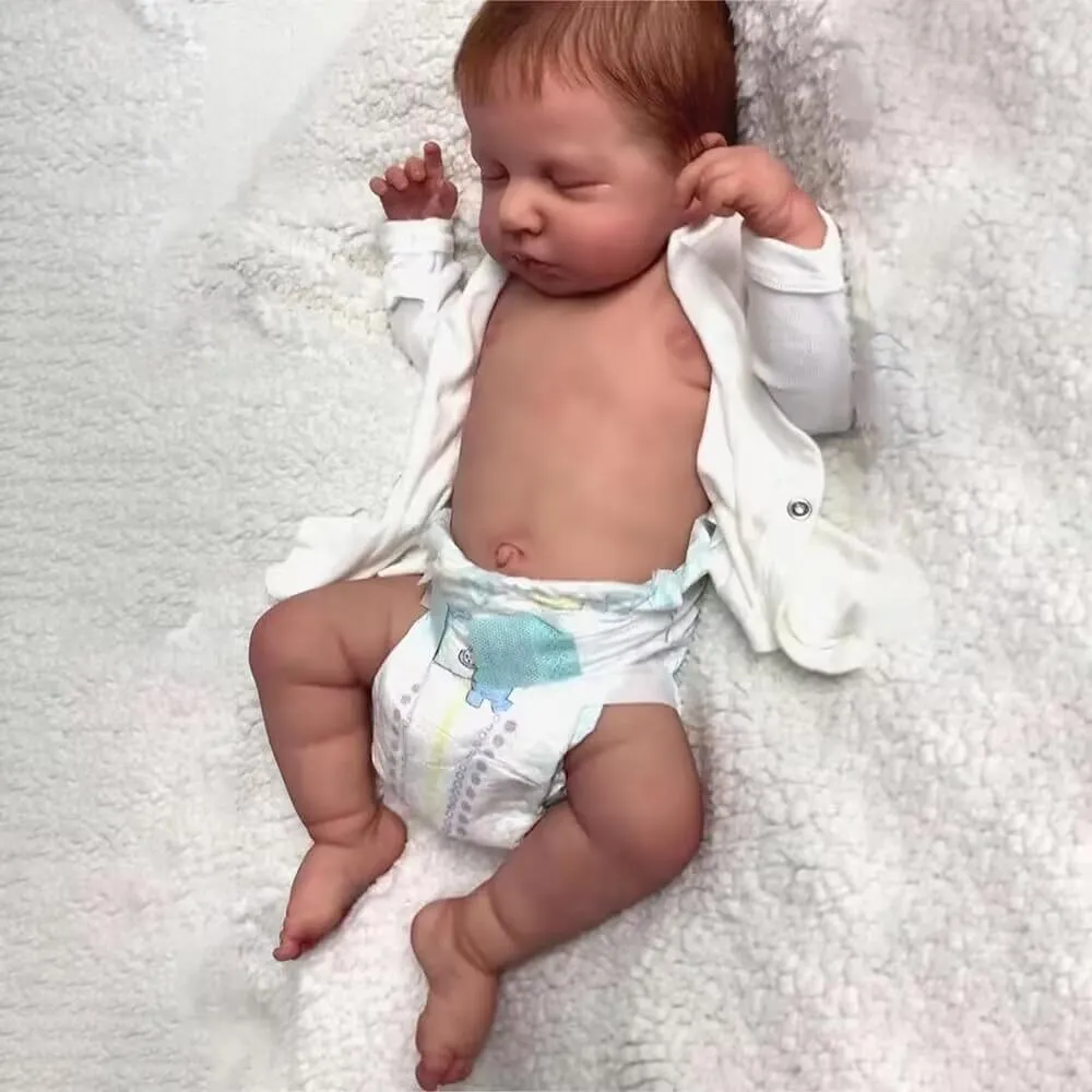 Pinky Reborn Baby Dolls 20Inch 50CM Sleeping Loulou Boy Realistic Full Vinyl Silicone Body Poseable Dolls Anatomically Correct Dolls with Clothes and Toy Accessories Gift for Ages 3 