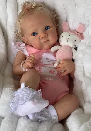 Pinky Reborn Baby Dolls Lovely 18 inch 46 cm Real Looking Reborn Doll Eyes Opened with Cloth Baby Realistic Newborn Gift Rooted Hair Doll Toy for Ages 3 