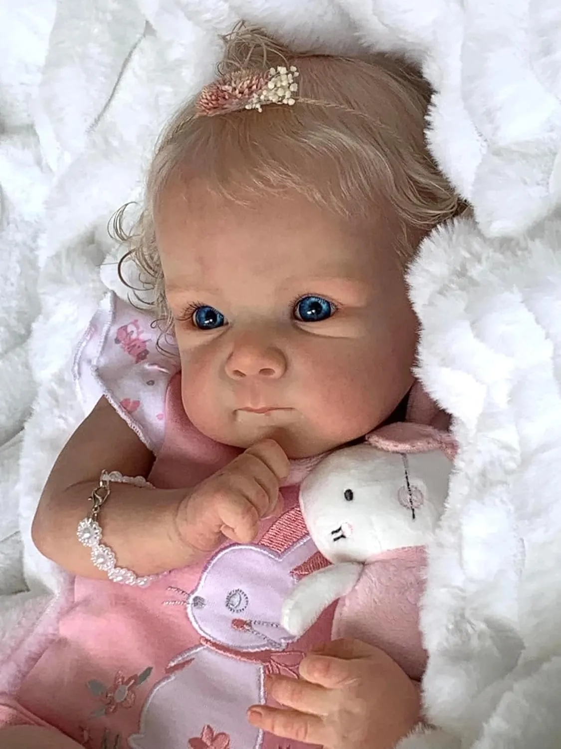 Pinky Reborn Baby Dolls Lovely 18 inch 46 cm Real Looking Reborn Doll Eyes Opened with Cloth Baby Realistic Newborn Gift Rooted Hair Doll Toy for Ages 3 