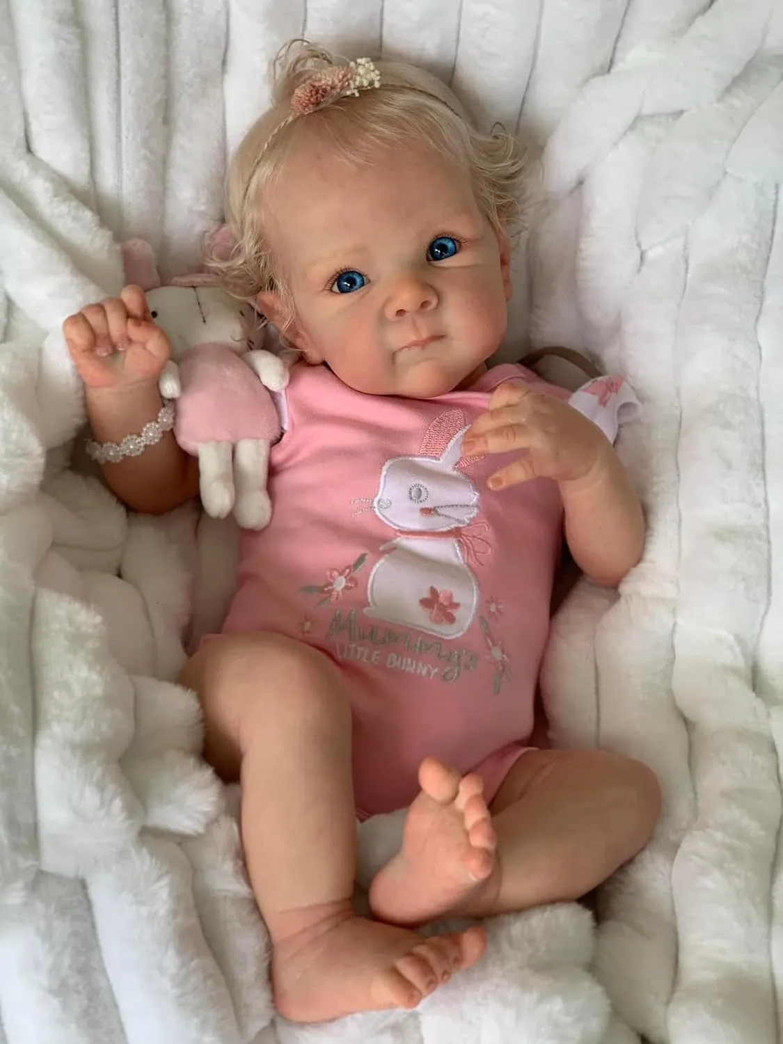 Pinky Reborn Baby Dolls Lovely 18 inch 46 cm Real Looking Reborn Doll Eyes Opened with Cloth Baby Realistic Newborn Gift Rooted Hair Doll Toy for Ages 3 
