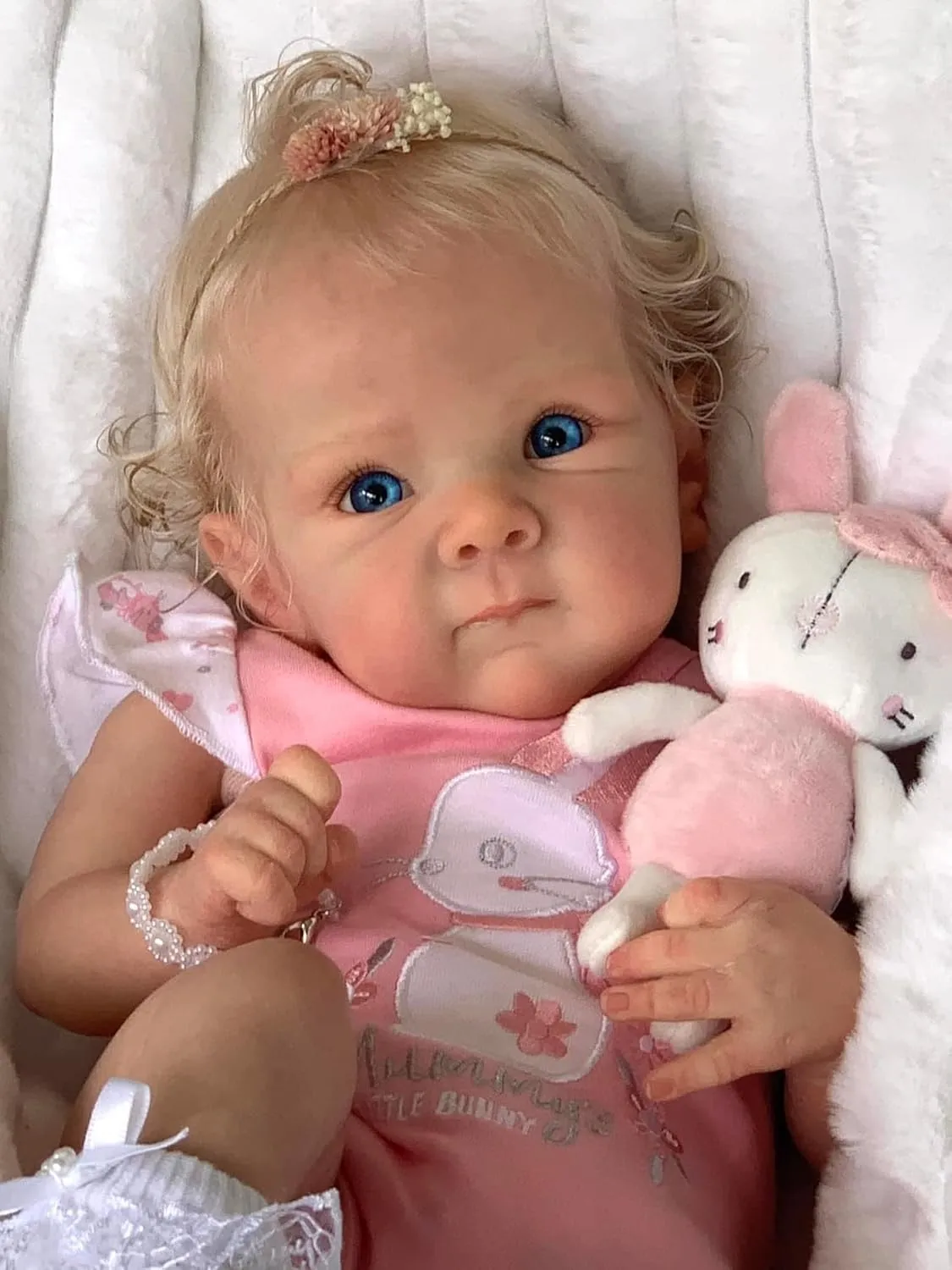 Pinky Reborn Baby Dolls Lovely 18 inch 46 cm Real Looking Reborn Doll Eyes Opened with Cloth Baby Realistic Newborn Gift Rooted Hair Doll Toy for Ages 3 