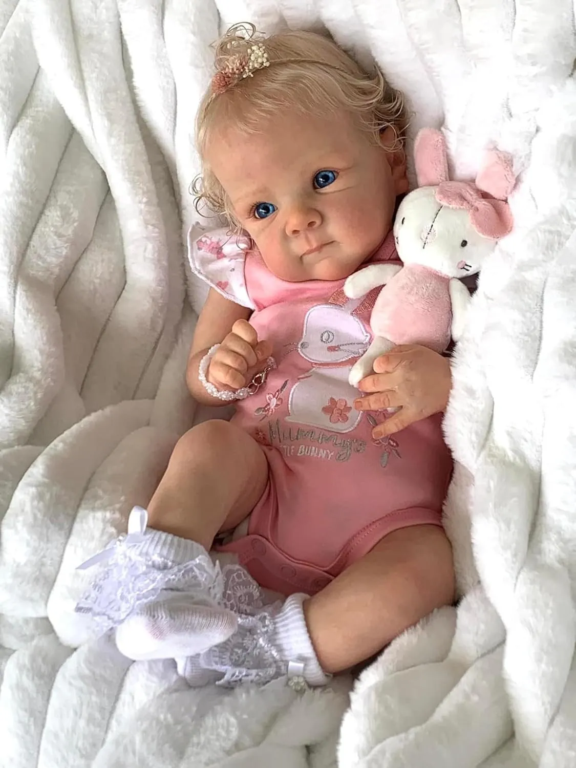 Pinky Reborn Baby Dolls Lovely 18 inch 46 cm Real Looking Reborn Doll Eyes Opened with Cloth Baby Realistic Newborn Gift Rooted Hair Doll Toy for Ages 3 