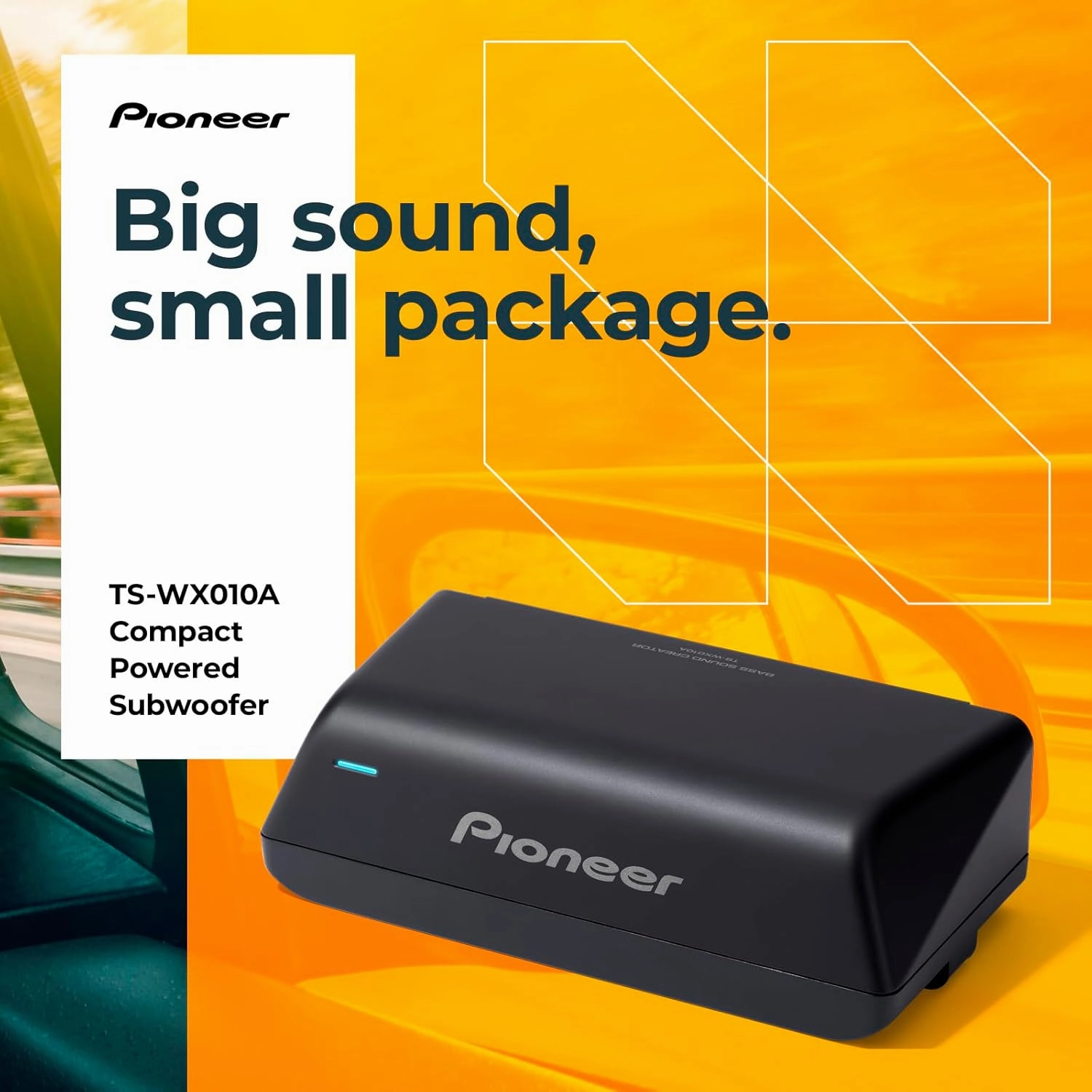 Pioneer TS-WX010A - Active Subwoofer with Built-in Amplifier, 160 Watts Peak Power, and Compact Design for a Deep Bass
