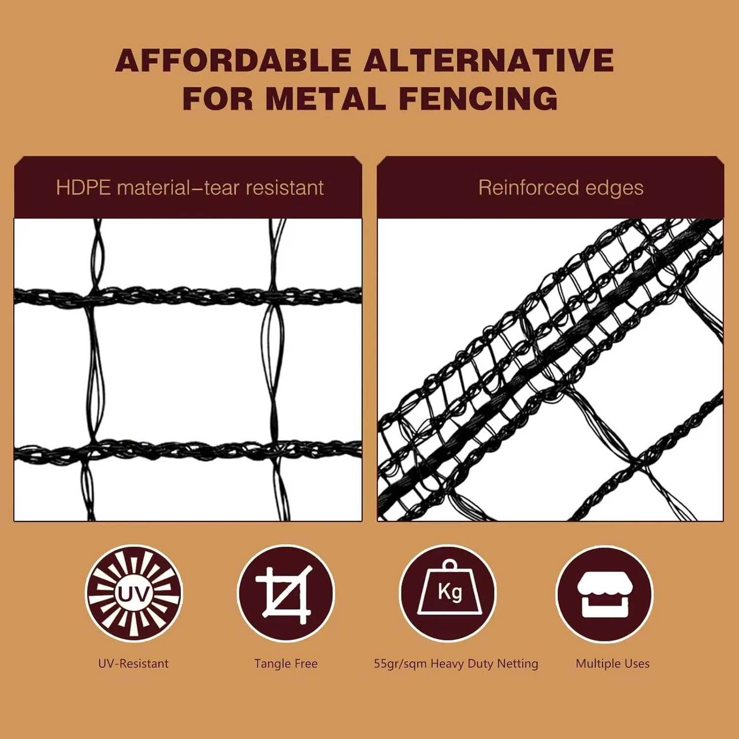 Plastic Mesh Fence Deer Fencing 4x75ft,Reinforced Edges,55gsm Heavy Duty Temporary Fence,Ideal for Garden Netting,Animal Barrier,Safety Netting, Fruit Plant Protection, Black