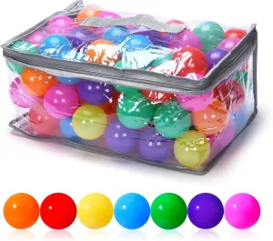 PlayMaty Colorful Ball Pit Balls - Phthalate Free BPA Free Plastic Ocean Balls for Kids Swim Pit Fun Toys 100 Pieces for Toddlers and Baby Playhouse Play Tent Playpen Pool