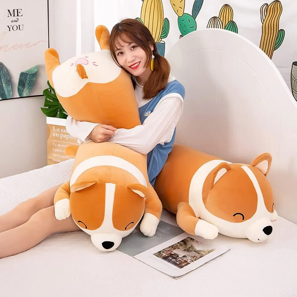 Plush Long Corgi Toy Cute Soft Stuffed Animal Corgi Doll Kids Plush Toy Pillow Gift for Kids and Girls(Yellow, 100cm/39.3in)