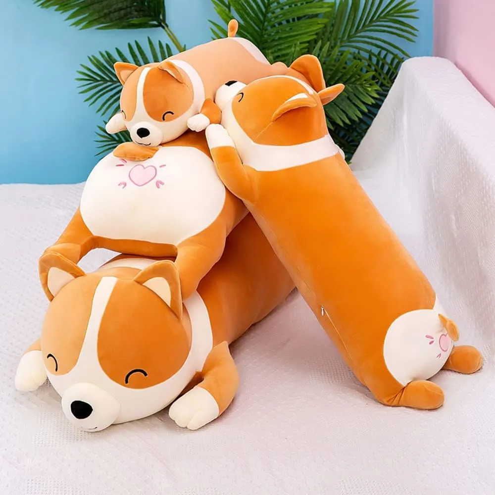 Plush Long Corgi Toy Cute Soft Stuffed Animal Corgi Doll Kids Plush Toy Pillow Gift for Kids and Girls(Yellow, 100cm/39.3in)