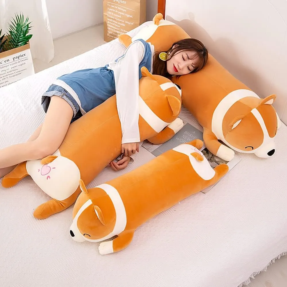 Plush Long Corgi Toy Cute Soft Stuffed Animal Corgi Doll Kids Plush Toy Pillow Gift for Kids and Girls(Yellow, 100cm/39.3in)