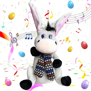 Plush Singing Dancing Donkey Burro Musical Ear-Flapping Stuffed Donkey Musical Interactive Stuffed Animal Plush Toy Easter Decoration for Girls Boys Easter Gifts 15.7”