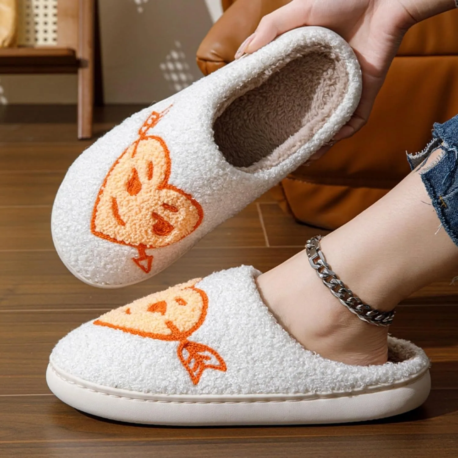 Plush Slippers Warm Slippers Couple Slippers Valentine's Day Slippers Comfy Slippers for Women Men Indoor House Soft Cozy Non-Slip Sole Shoes Bedroom Slippers Fuzzy Slippers Gift