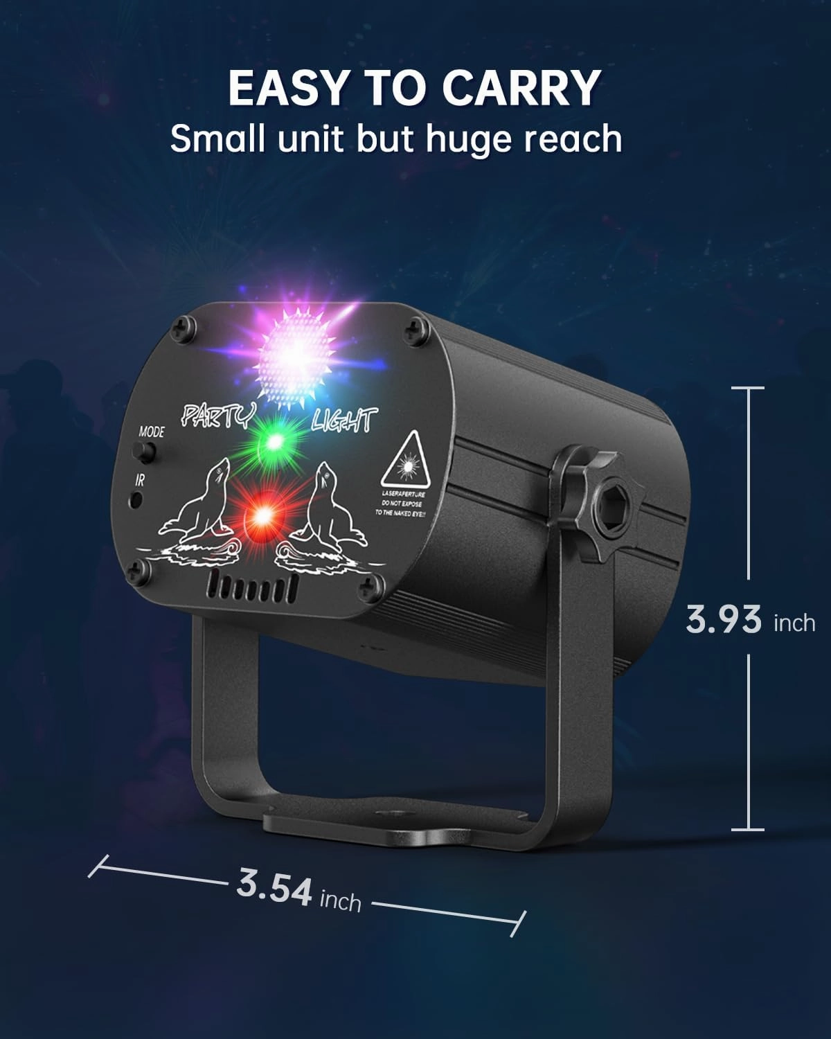 POCOCO DJ Disco Stage Party Lights, Battery Powered Laser Light Sound Activated RGB Flash Strobe Projector with Remote Control for Christmas Halloween Karaoke Pub KTV Bar Dance Gift Birthday
