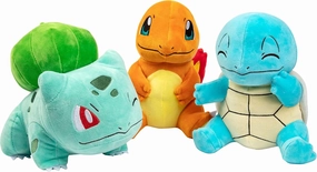 Pokemon 8" Plush Starter 3-Pack Charmander, Squirtle, Bulbasaur - Generation 1 Figure Set - Officially Licensed - Stuffed Animal Toy - Gift for Kids, Boys, Girls - 2 