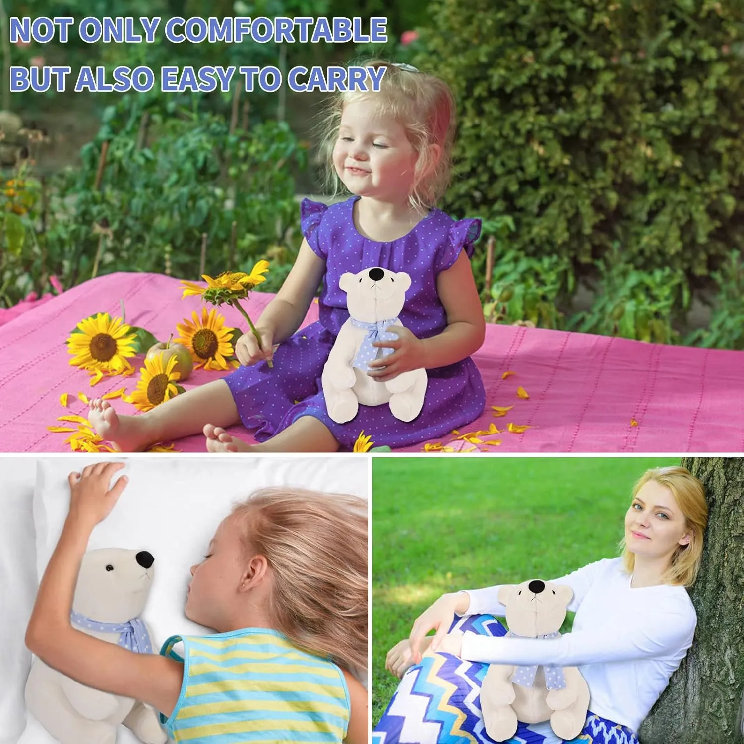 Polar Bear Stuffed Animal Plush, 11.8 Inch Lifelike Super Soft Cute Bear with Scarf, Kawaii Cute Plush Toy for Kids Children Family Xmas Birthday Gifts