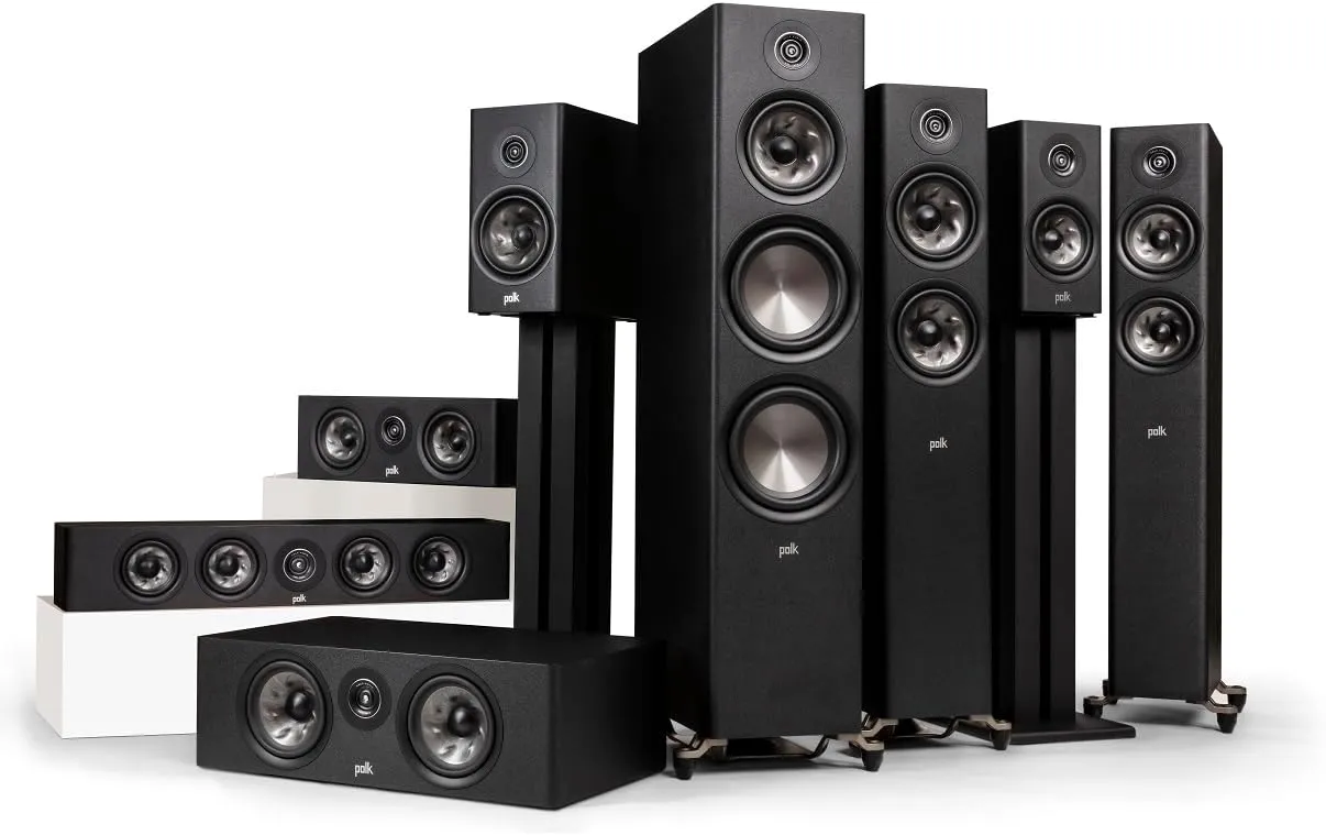 Polk Audio Reserve Series R300 Compact Center Channel Loudspeaker for Dynamic, Detailed Audio, 1" Pinnacle Ring Tweeter & Dual 5.25" Turbine Cone Woofers, Hi-Res Certified, Wall Mountable, Black