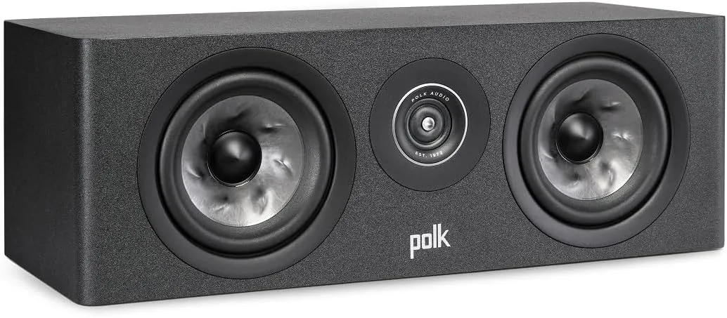 Polk Audio Reserve Series R300 Compact Center Channel Loudspeaker for Dynamic, Detailed Audio, 1" Pinnacle Ring Tweeter & Dual 5.25" Turbine Cone Woofers, Hi-Res Certified, Wall Mountable, Black