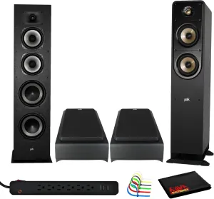 Polk Audio Signature Elite ES90 Height Module Speakers Bundle Including: Polk Audio Monitor XT70 2-Way Floorstanding Speaker, Surge Protector, Cable Ties, Fiber Cloth