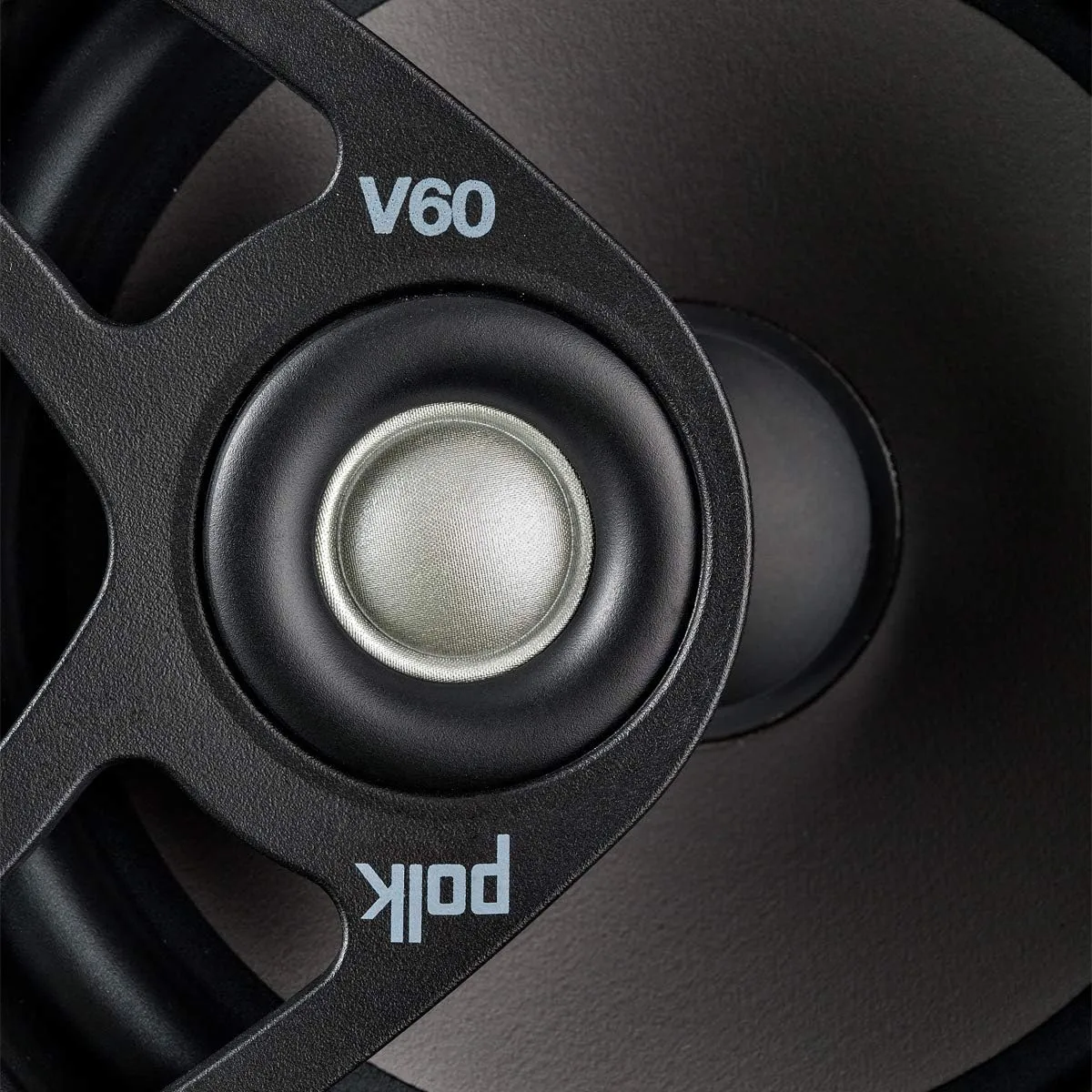 Polk Audio V60 in-Ceiling Speaker (Single), Ideal for All Rooms, Including Damp and Humid Rooms Like Bathroom, Kitchen or Utility Area, Easy Installation, (Black, Paintable Grille)