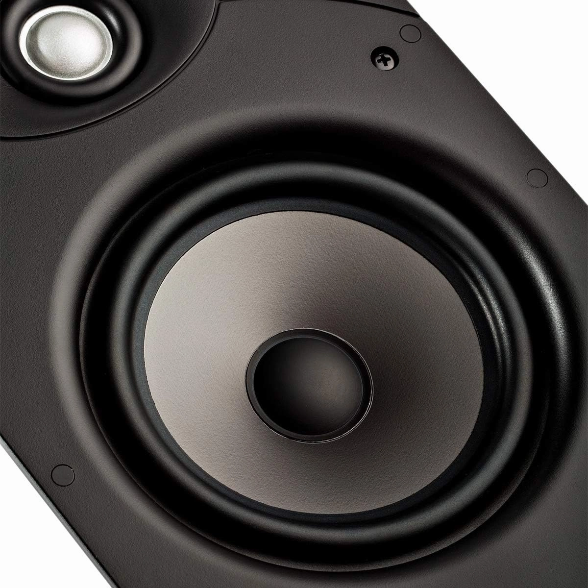 Polk Audio V65 Vanishing in Wall Speaker (Single) - Ideal for Large Rooms, Features Composite Polymer Cone Driver, Swivel Mount Silk Dome Tweeter, Easy Installation, Includes Paintable Slim Grille