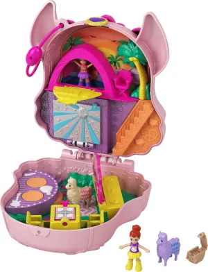 Polly Pocket Playset, Travel Toy with 2 Micro Dolls & Pet Llamas, Llama Music Party Compact