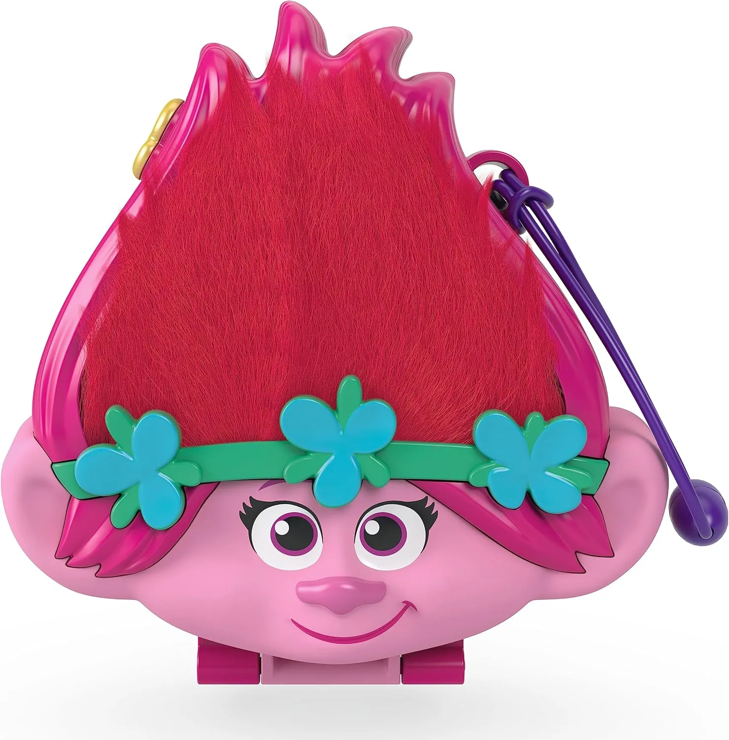 Polly Pocket Trolls Compact Playset with 2 Micro Dolls &13 Accessories, Poppy Exterior with Soft Hair, Collectible Toy Includes Poppy & Branch