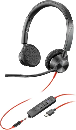 Poly Blackwire 3325 Wired Headset (Plantronics) – Flexible Microphone Boom – Hi-fi Stereo - PC/Mac/Mobile - Certified for Microsoft Teams - Amazon Exclusive