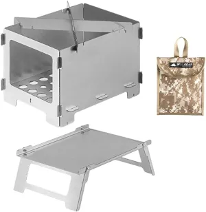 Portable Camping Cook Stove Windproof Wood Burning Stove, Lightweight BBQ Grill Backpacking Stove, Efficient Burning Heater Solidified Alcohol Stove Barbecue Grill Tent Heating St