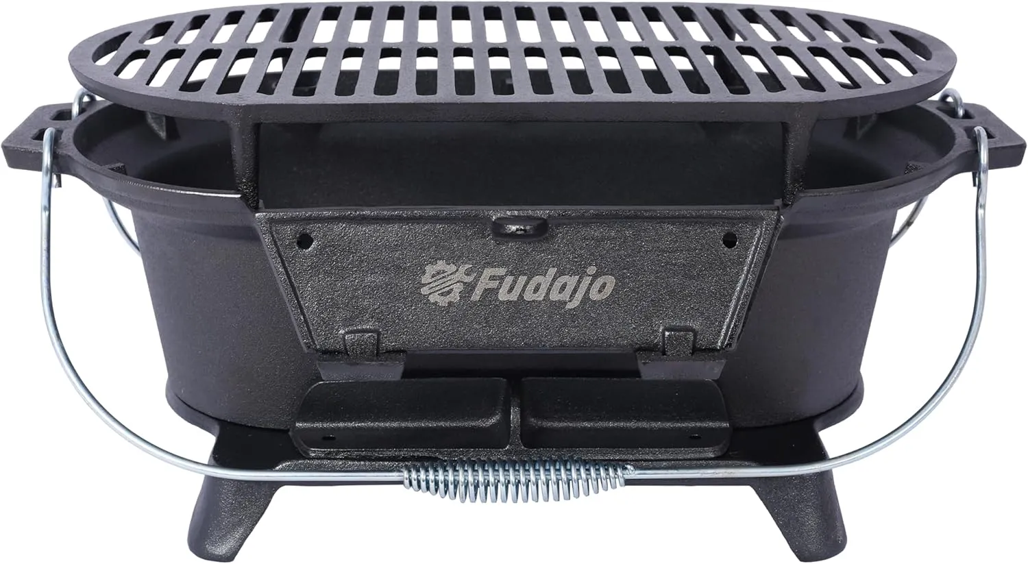 Portable Cast Iron Grill for Culinary Adventures, Compact Charcoal Grill with Easy Carry Handles for Outdoor Fun