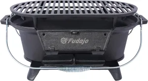 Portable Cast Iron Grill for Culinary Adventures, Compact Charcoal Grill with Easy Carry Handles for Outdoor Fun