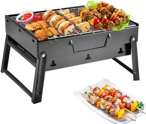 Portable Folding BBQ Charcoal Grill, Compact Outdoor Barbecue For Camping, Picnic & Garden BBQ Party, 3-5 People