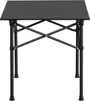 Portable Folding Camping Table for 2-4 Persons, Ultralight Collapsible Table Outdoor Camp Table for Travel Hiking Backyard BBQ Party, 20x20 in, Black