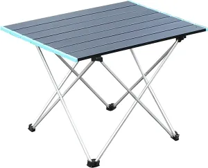 Portable Folding Table，Folding Table, Portable Camping Table with Aluminum Table and Carrying Bag, Easy to Carry, Suitable for Outdoor, Picnic, Beach, Hiking/Black/68X46X40Cm