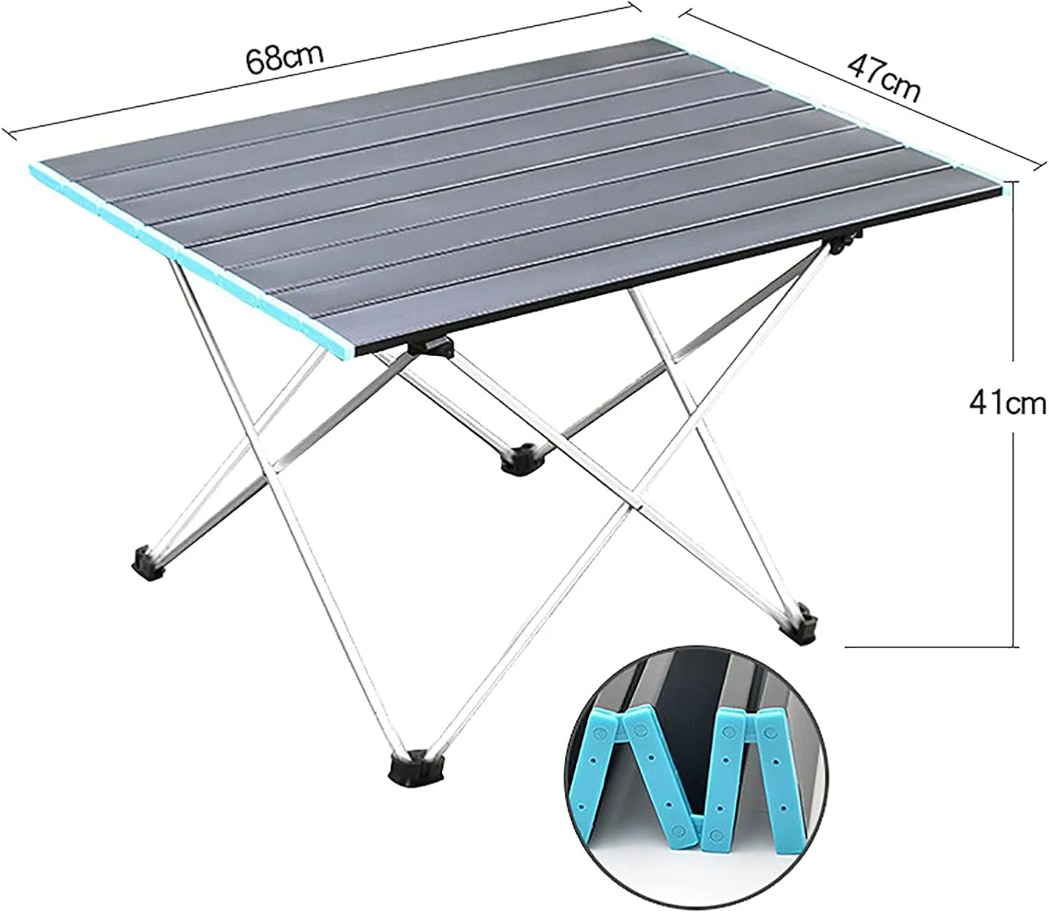 Portable Folding Table，Folding Table, Portable Camping Table with Aluminum Table and Carrying Bag, Easy to Carry, Suitable for Outdoor, Picnic, Beach, Hiking/Black/68X46X40Cm