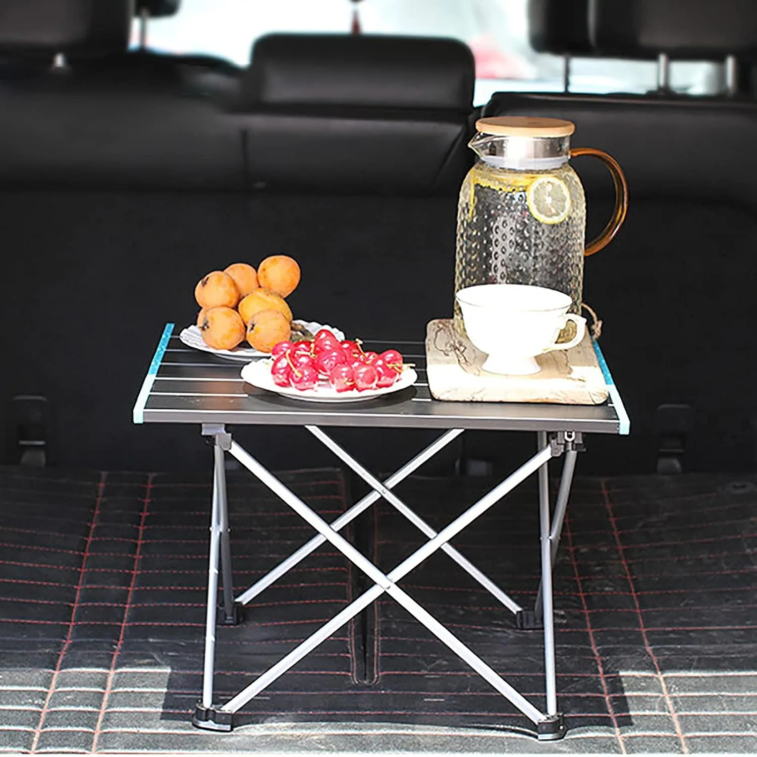 Portable Folding Table，Folding Table, Portable Camping Table with Aluminum Table and Carrying Bag, Easy to Carry, Suitable for Outdoor, Picnic, Beach, Hiking/Black/68X46X40Cm