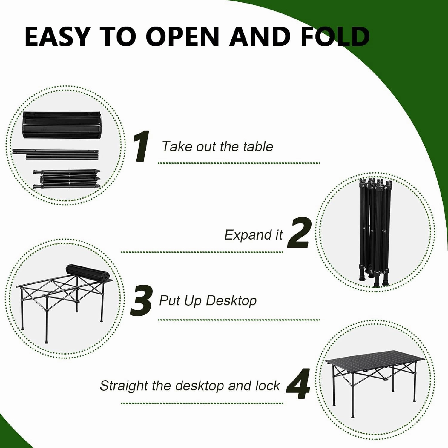 Portable Camping Side Table, Lightweight Aluminum Folding Table with Carry Bag, Ideal for Picnic, BBQ, Cooking, and Outdoor Activities Light Yellow 120×55×50cm/47×21×19.7in