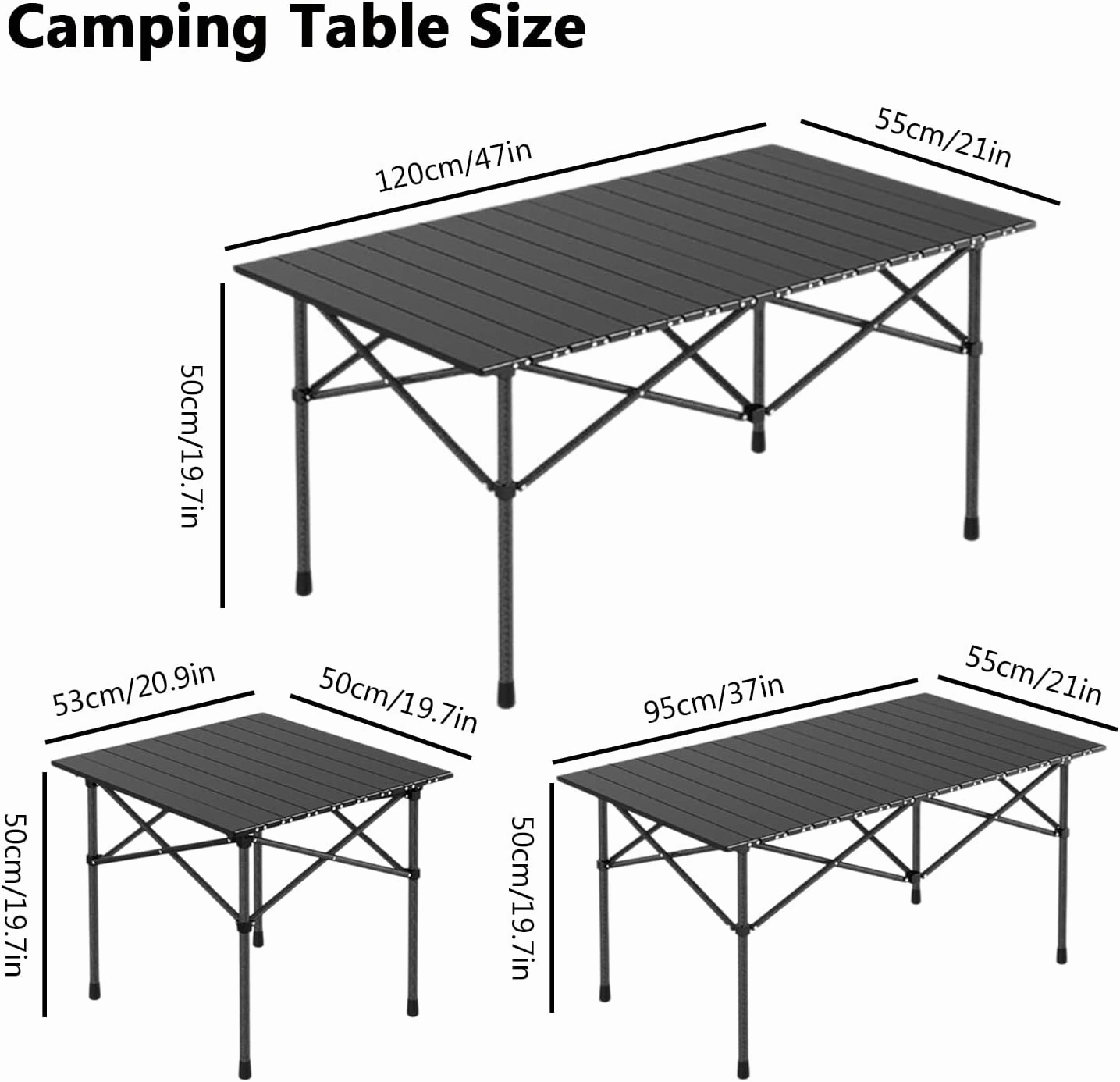 Portable Camping Side Table, Lightweight Aluminum Folding Table with Carry Bag, Ideal for Picnic, BBQ, Cooking, and Outdoor Activities Light Yellow 120×55×50cm/47×21×19.7in