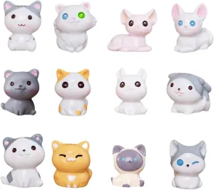 Potted Landscape Decoration 12Pcs Cartoon British Shorthair Cute Kittens DIY Dollhouse Landscape Desktop Ornaments