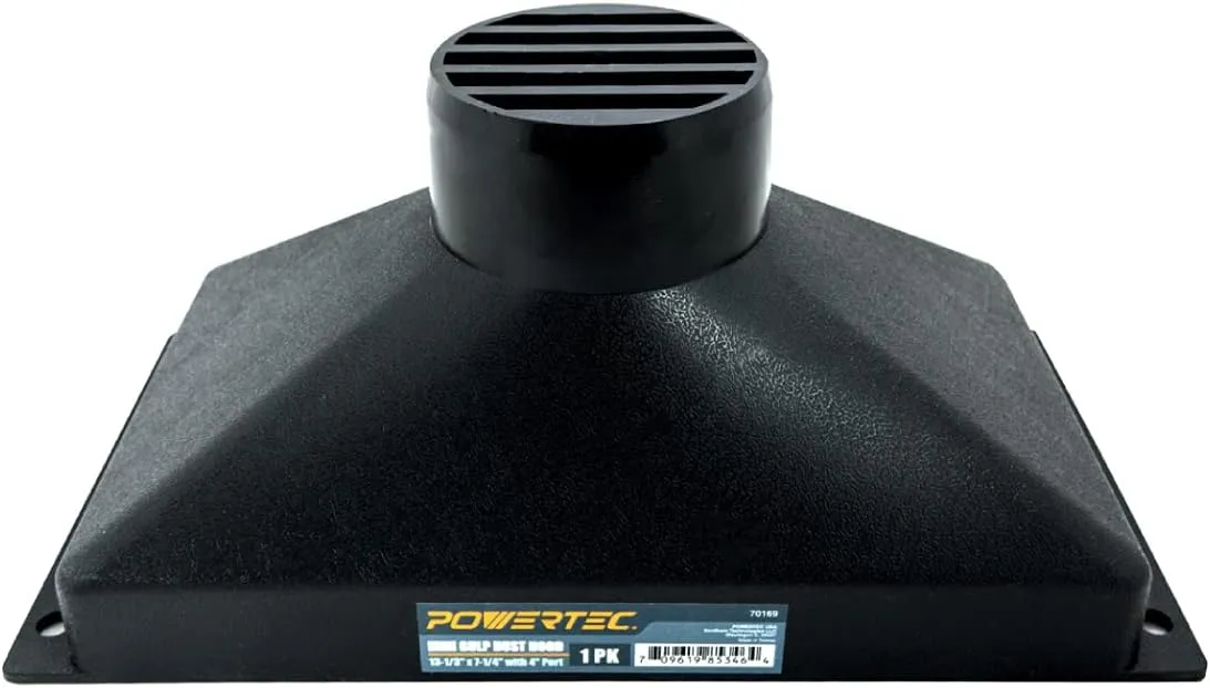 POWERTEC 70169 Mini Gulp Dust Hood Collector with 4" ID Port - ABS Plastic Fitting for Woodworking Dust Collection Hose