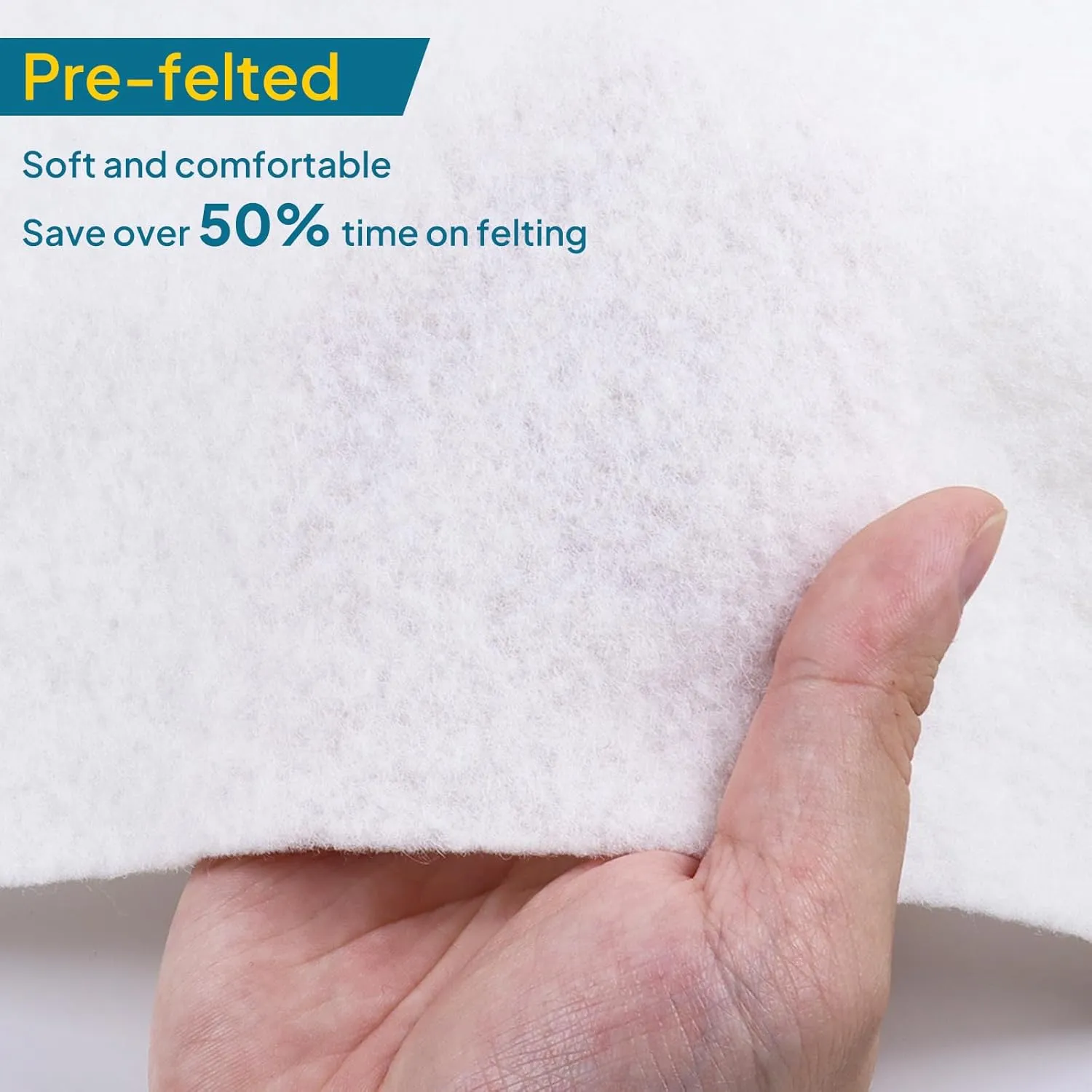 Pre Felt Wool Felt Fabric, Pure Merino Wool Felt for Quick Backing, Shaping and Filling, Needle Felting, Wet Felting, DIY Craft, Save Time, 12 x 39 Inches, Black
